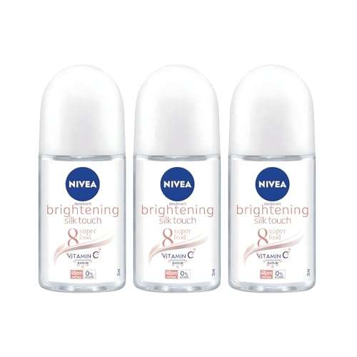 Nivea Brightening Silk Touch 8 Super Food Roll On Deodorant 25ml | Long-lasting Odor Protection, Smooth Underarms, Natural Superfood Extracts, Skin Brightening Formula, 48H Freshness | 3-Pack