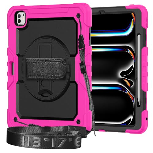 Coque iPad Pro 13 M5 2025 incassable avec protège-écran rose
