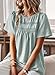 Falechay Plus Size Tops for Women Swiss Dot Solid Lace Flowy Short Sleeve Blouse Boho Round Neck Girls Loose Fit 2026 Gray Green XXXL