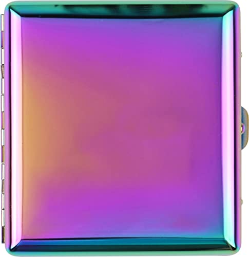 Étui à cigarettes en métal élégant aux couleurs arc-en-ciel pour 20 cigarettes avec anse en métal (arc en ciel – 1 étui)