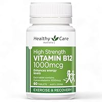 Healthy Care Vitamin B12 - Boosts Energy & Supports Heart Health - Improves Mood - Premium Quality Dietary Supplement - 1000 mcg - 60 Tablets