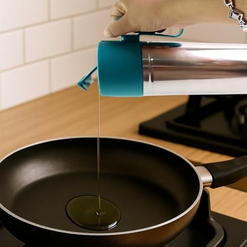 Image of SUPERMOM Oil Pourer 1000ml - Stainless Steel with Anti-Drip Spout & Easy Grip Handle Dispenser for Cooking Oil, Vinegar, Ghee & Liquid Seasoning, Leakproof Kitchen Storage Bottle (Set of 1)