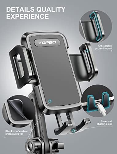 TOPGO Cup Holder Phone Mount, [No Shaking & Height-Adjustable Pole] Cup Phone Holder for Car, Cell Phone Cradle for iPhone iPhone14, Samsung and More Smart Phone(Black) - Thumbnail 6