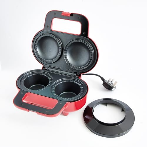 Coopers of Stortford - Deep Fill Pie Maker with Non-Stick Moulds - 1200W Electric Pie & Quiche Maker with Easy-Clean Surface - Cool-Touch Locking Handle - Includes Pastry Cutter