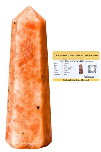 Image of Crystal Heaven Certified Sunstone Crystal Tower Obelisk Point for Chakra, Healing and Balancing - AAA Grade Original Certified Gemstone Agate for Reiki Meditation Yoga Spiritual (2-3 Inches)