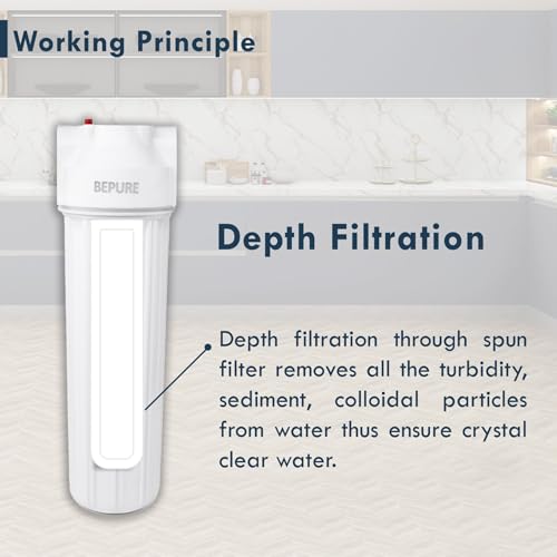Image of Bepure MF Whole House Filtration System |Main Line Filter| Depth Filtration Technology | Inbuilt Pressure Gauge installed | Reduce turbidity, mud and smell in water