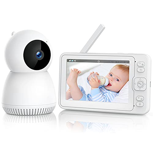 CAMWORLD Baby Monitor with Camera, Pan&Tilt, Video Baby Monitor with 5" LCD Screen, Up to 24 Hrs Battery Life, 2X Zoom, Night Vision, 300m Long Range, Lullabies, Two-Way Audio