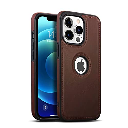 Coque Rétro Fine pour iPhone 13 Pro Max, Cuir PU Végétalien Doux Elégant Classique de Luxe, Étui de Protection Complète Antidérapante Anti-Rayures Compatible avec iPhone 13 Pro Max (Marron) Cover