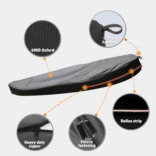 Smikodo 600D Kayak Covers for Outdoor Storage,Kayak Cover 18-20ft Canoe Covers Paddle Board Cover Fit 18-20ft, Protects Against Water,UV,Dust for Outdoor/Indoor Storage Grey by Smikodo - Image 2