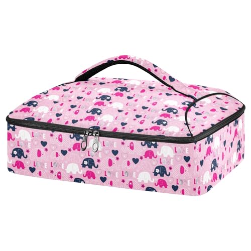 Contenitore per casseruole con motivo elefante in stile cartone animato per cibi caldi o freddi borsa termica per con coperchio per viaggi feste picnic Motivo