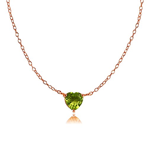 Ice Gems Rose Gold Flashed Sterling Silver Small Dainty Peridot Heart Choker Necklace #TOP15