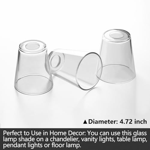Image of Fixture Replacement Clear Glass Shade, E26 Base with 1-5 /8 inch Fitter, 3-Pack Cone Replacement Shades for Pendant Light, Wall Sconce, Vanity Light, Table Lamp
