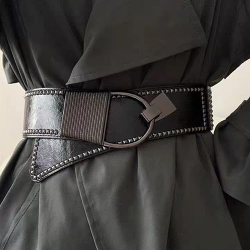 Wide Punk Style Belt Elastic Belt Fashionable and Versatile Elastic Rivet Waist Belt Punk Style Waist Belt for Women2