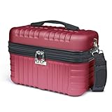  KINSTON Vanity Case Rigide à Bandoulière - Trousse de Toilette Voyage Cosmétiques - Rigide avec Poignet - Organisateur de Voyage - Boîte de Rangement - Grande capacité - Bordeaux