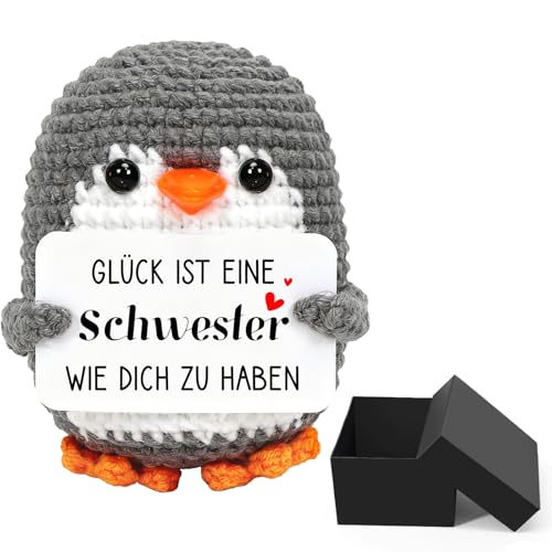 Montrestar Mini Pinguin Geschenke für Schwester, Beste Schwester Geburtstags Geschenke, Pocket Hug Pinguin Puppe, Romantische Geschenk für Sie Geburtstag Weihnachten Silvester Oster