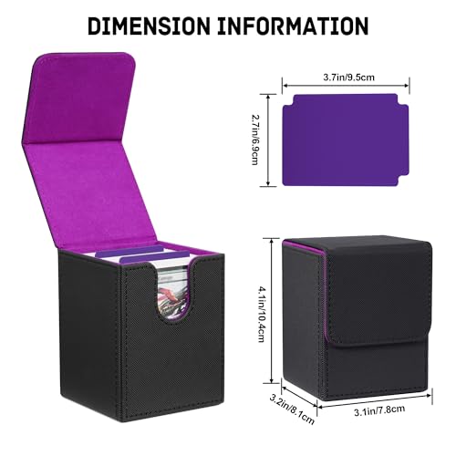 Image of ZLCA Card Deck Box for Trading Cards,PU Leather Magnetic Card Storage Box Fits for TCG CCG Magic Game Cards(Black Set)