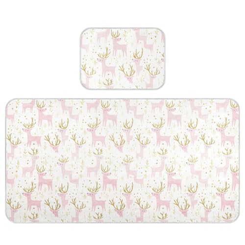 Pink Gold Christmas Elk Cooling Baby Mattress Protector Crib 28