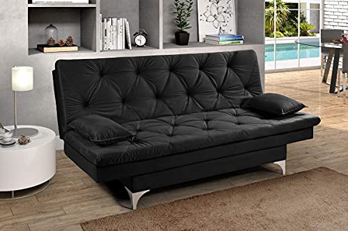 Sofa Cama Austria 3 Posições Reclinavel Essencial Estofados Preto