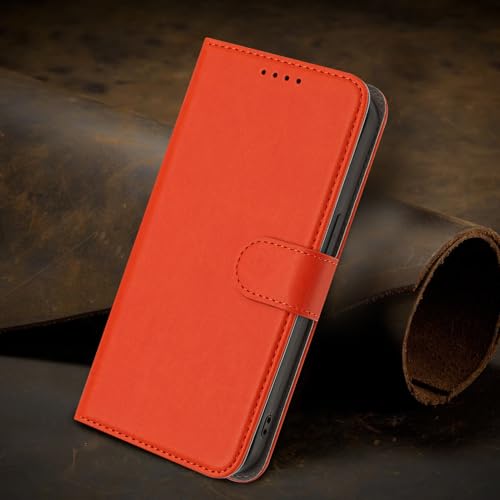 PONRFEKT Funda para Huawei Mate 20 Lite,Carcasa de Cuero PU con Ranuras para Tarjetas y Soporte,Funda de Libro con Tapa Anti-Golpes-Naranja