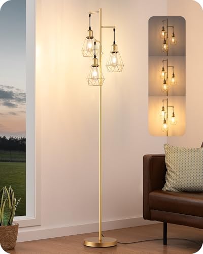 EDISHINE 70'' Dimmable Industrial Floor Lamp, Farmhouse Standing ...