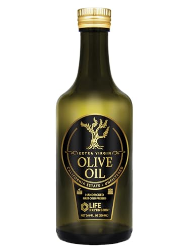 Life Extension California Estate Extra Virgin Olive Oil, 500 Ml, Rich Polyphenol Unfiltered Cold...