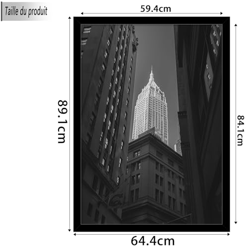 Cadre A1 noir (lot de 3) grand format pour affiche murale horizontale ou verticale - 5