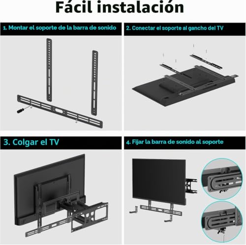 Soporte universal para barra de sonido sin orificios ajustable SBR501 5