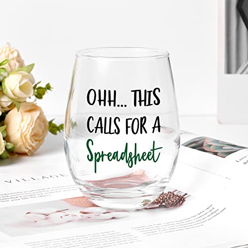 Dazlute Accountant Gifts, This Calls For A Spreadsheet Stemless Wine Glass For Women Accountant Banker Coworkers Cpa Graduation Boss Friends, Spreadsheet Gifts For Office Nerd Christmas Birthday, 17Oz #TOP3