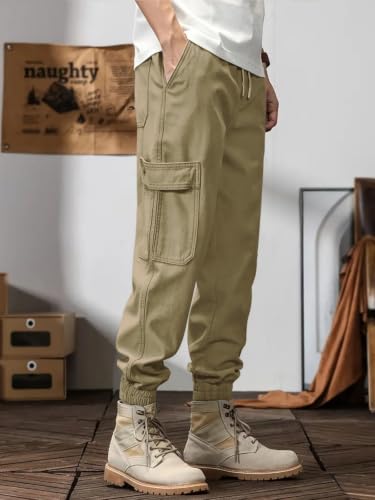 Image of Leriya Fashion Men's Cargo Pants | 6 Pocket Cotton Cargo Joggers for Men | Loose Fit Stylish Pant with Pockets | Casual Baggy Trousers & Streetwear Lower