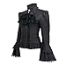Victorian Blouse Womens Gothic Lolita Shirt Vintage Long Sleeve Lotus Ruffle Tops (M, Black)