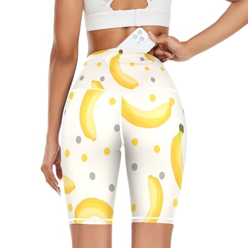 Aflyko Botanic Women Yoga Shorts Yellow Banana Polka Dot 8