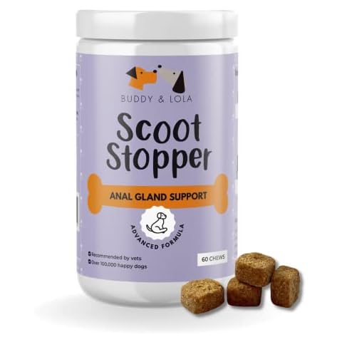 Buddy & Lola Scoot Stopper Chews Fibre for Dogs - Advanced Natural fibre blend To Promote Firm Stools, Healthy Bowel Movements And Enhanced Digestion - Help Avoid Anal Gland Issues with Your Dog Cover