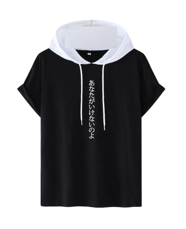 Harry loganMen Printed Hooded Neck Polyester Black T-Shirt, Hood T-shirt, Hoodie, Casual Short Sleeves T-Shirt