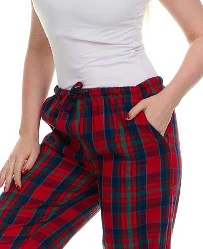 Sexy Basics Women's Lounge & Sleep PJ Pants | Soft Flannel Brush Long Bottoms |Drawstring & Pockets | Multi Packs4