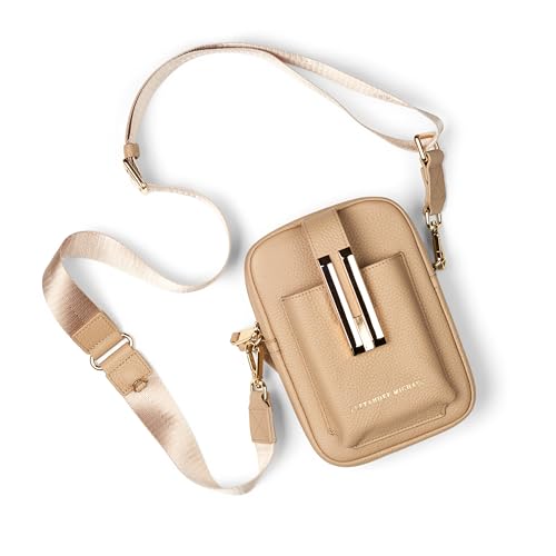 Luxe Luna Crossbody Bag with Adjustable Strap – Premium Pebbled Leather, Gold-Tone Hardware, Easy Cell Phone Access2