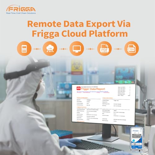 Image of Frigga V5J 4G /5G Real Time Temperature Data Logger with Extra Low External Probe Single Use 28800 Points Remote Digital Temperature Recorder 60 Days for Pharmacy Dry Ice Liquid Nitrogen Transportation