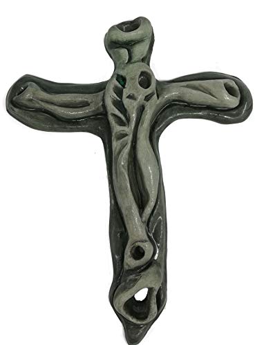Céramique crucifié ITALDESIGNFOGLIARO en faïence blanche artisanale d'exception