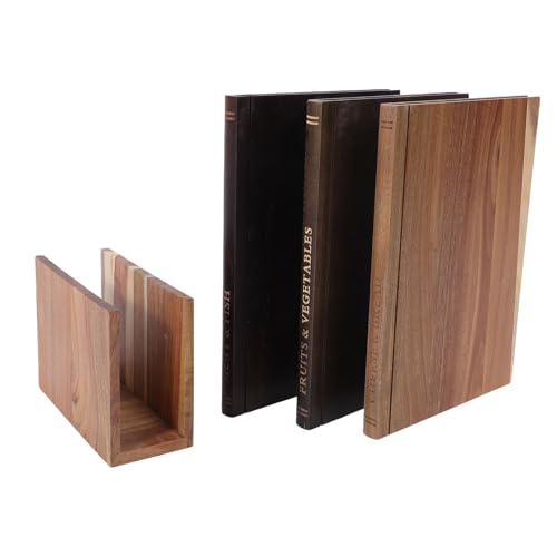 Brrnoo Juego de Tablas de Cortar para Libros, 3 Piezas, Tablas de Cortar de Madera, para Servir, de con Soporte de Madera para Exhibición de Cocina, Embutidos,