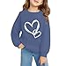 Girls Preppy Heart Sweatshirts Oversized Pullover Sweatshirt Kids Fall Winter Long Sleeve Cute (Navy, 12-13 Years)