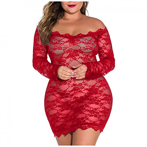 Jaqqra Women's Plus Size Lingerie Embroidered Lace Sexy Bra Sleep Lounge for Sex Erotic Babydoll Nightwear Naughty Play