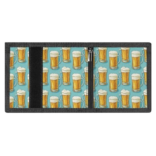 Cartoon Beer Print Wallet for Men, 8 Credit Card Holder Slim Minimalist Front Pocket Small Mens Bifold Wallets3