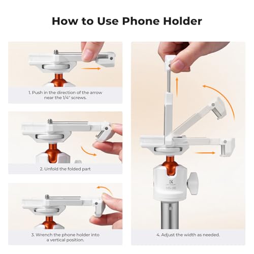 Perche à selfie pour téléphone extensible 62'' stable K&F
