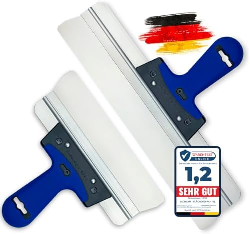 BACHSAM® Made in Germany hochwertiges Flächenspachtel Set 25cm,40cm zum Spachteln, Verputzen und Tapeten Entfernen, Trockenbauer Werkzeug mit Softgriff und abgerundeten Ecken