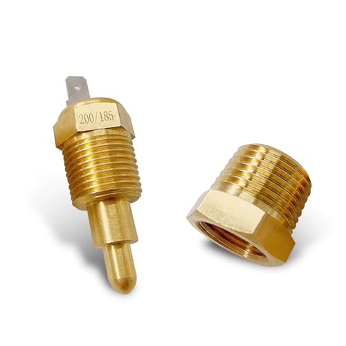 Fluher 1 PC Car Cooling Fan Thermostat Switch Kit, 200 to 185 Degree Engine Cooling Fan Temperature Sensor, 3/8