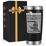 Lifecapido Engineer Gifts - Engineer Nutrition Facts Stainless Steel Tumbler, Funny Christmas Graduation Birthday Gifts Idea for Engineer Computer Programmer Student New Licensed Passer (20oz,Black)