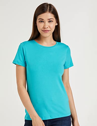 Image of Amazon Brand - Symbol Women Cotton Stretch Regular Fit Round Neck Half Sleeve T-Shirt (Available in Plus Sizes)