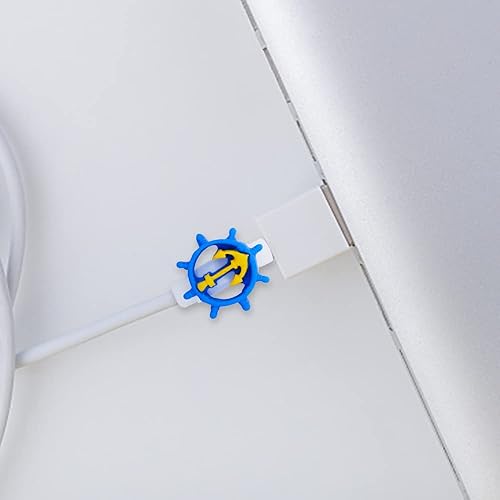 Miniatura 4 de 6 unidades de protector de cable de carga oceánica para iPhoneiPad, lindo protector de cable de plástico azul timón mordeduras de estrellas de mar