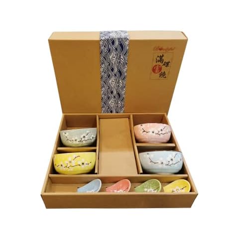 Japanese Chinese Style Rice Bowls Soup Bowls Gift Set - Set of 4 Cover