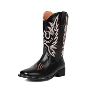 PAUVAODY Klassiek Cowboy Laarzen voor dames Vierkante Teen Wide Calf Cowgirl Cowboy Laarzen