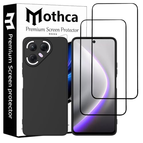 Image of Mothca Military-Grade Tempered Glass Screen Protector Compatible for Tecno Pova 7 with Edge to Edge Coverage - Case Friendly, Anti-Scratch & Bubble-Free Installation Kit (Pack of 2)